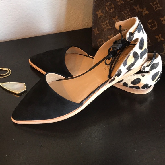 Anthropologie Gee Wawa Suede Flat Leopard Print - Picture 2 of 8